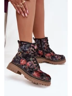 Wzorzyste Botki Damskie Ocieplane Artiker 57C1054 Czarne