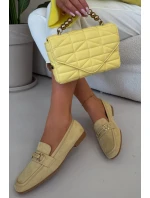 Dámské Mokasyny Loafersy s Ozdobným Prvkem Žluté Evelora