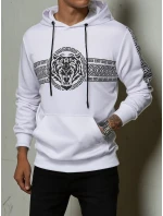 Pánska mikina s kapucňou s potlačou biela FashionStreet BX5573 Pánska mikina s kapucňou s potlačou biela FashionStreet BX5573