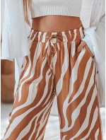 Dámske pruhované nohavice so širokými nohavicami ZEBRAVIBE beige/camel FashionStreet UY2655