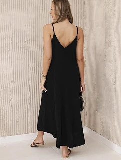 Mušelínové šaty bez ramienok čierne