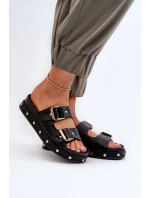 Klapki Damskie Na Platformie Big Star NN274082 Czarne