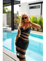 Dámske sexy šaty V-10879 Black - Axami