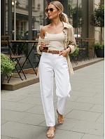 Dámske džínsy s opaskom UY2930 biele - FashionStreet