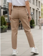 Dámske džínsy s opaskom mom fit béžové FashionStreet UY2880 Dámske džínsy s opaskom mom fit béžové FashionStreet UY2880