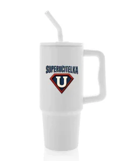 SUPERUČITELKA (ZNAK) - bílý cestovní termohrnek 900 ml  