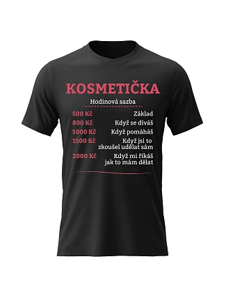 Dámske bavlnené tričko s potlačou - HOURLY COSMETIC COLLECTION - čierne