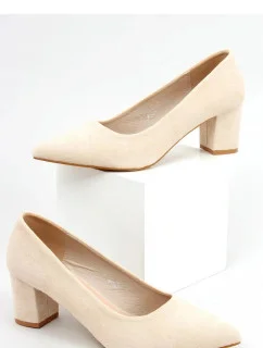Dámske lodičky na stĺpikovom podpätku LL-271P svetlo béžová - Seastar