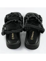 Čierne sandále so zapletenými pásikmi (AF-250)