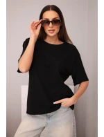 Dámska bavlnená základná blúzka s krátkymi rukávmi čierna Dámska bavlnená základná blúzka s krátkymi rukávmi čierna