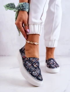 Damskie Tenisówki Slip On Memory Foam Big Star JJ276012 Czarne