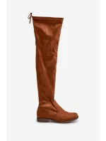 Kozaki Na Płaskim Obcasie Za Kolano Z Eko Zamszu Camel Linnithia