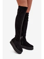 Kozaki Damskie Na Platformie Za Kolano Big Star SS274264 Czarne