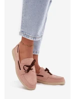 Półbuty Mokasyny Damskie Z Wiązaniem Jasnoróżowe Calivra