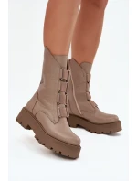Dámske členkové topánky na platforme z pravej kože Zazoo 3795 beige Dámske členkové topánky na platforme z pravej kože Zazoo 3795 beige