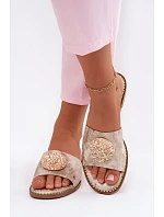 Dámské žabky s ozdobným detailem Ploché podpatky KV61-6034 Zlaté