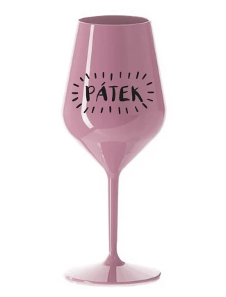 PÁTEK - světle růžová nerozbitná sklenice na víno 470 ml