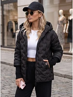 Dámska prešívaná bunda s kapucňou, čierna, FashionStreet TY5871 Dámska prešívaná bunda s kapucňou, čierna, FashionStreet TY5871