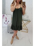Šaty s tenkým pásikom khaki