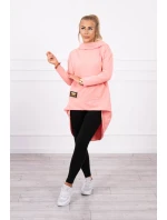 Mikina s dlhým chrbtom a kapucňou marhuľová