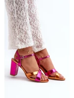 Eko Skórzane Sandały Na Obcasie Słupku Fuksja Abilica