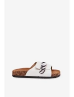 Klapki Damskie Z Rzepem Na Korkowej Platformie Białe Baylin