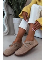 Barefoot Dámske kožené semišové poltopánky s remienkami Zazoo N1271 Beige Barefoot Dámske kožené semišové poltopánky s remienkami Zazoo N1271 Beige