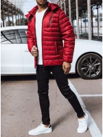 Pánska prešívaná bunda s kapucňou červená FashionStreet TX4447