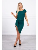 Sukienka asymetryczna ciemno zielona