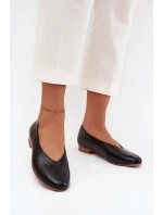 Baleriny Damskie Z Eko Skóry Na Płaskim Obcasie Czarne Olyssia