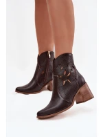 Botki Damskie Ażurowe Z Naturalnej Skóry Na Słupku Zazoo 3690 Czekoladowe Botki Damskie Ażurowe Z Naturalnej Skóry Na Słupku Zazoo 3690 Czekoladowe