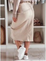 Džínsová maxi sukňa s rozparkom MIDIWAY béžová FashionStreet CY0479