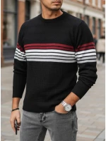 Pánsky pruhovaný sveter čierny FashionStreet WX2322 Pánsky pruhovaný sveter čierny FashionStreet WX2322
