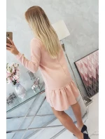 Šaty s volánom tmavo púdrovo ružové