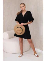 Mušelínové šaty s čiernym pásom