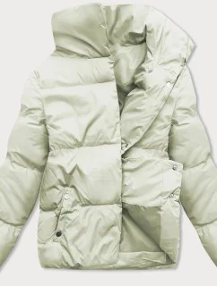 Dámska zimná bunda s golierom vo farbe celadon (23062-236)