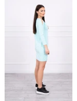 Šaty s potlačou košíka v mätovej farbe