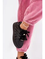 Eko Skórzane Sneakersy Na Platformie Czarne Penolle