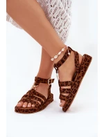 Sandały Damskie Na Platformie Ze Złotym Detalem Panterka Kartia