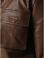 Dámska kožená bunda typu bomber na prechodné obdobie, hnedá, FashionStreet TY5874 Dámska kožená bunda typu bomber na prechodné obdobie, hnedá, FashionStreet TY5874