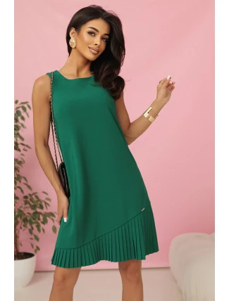 308-4 KARINE elegantné trapézové šaty s asymetrickými pásmi - ZELENÉ 308-4 KARINE elegantné trapézové šaty s asymetrickými pásmi - ZELENÉ