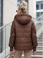 Dámska prešívaná bunda s kapucňou, hnedá, FashionStreet TY5760 Dámska prešívaná bunda s kapucňou, hnedá, FashionStreet TY5760