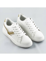 Bielo-zlaté šnurovacie dámske sneakersy (RC-03)