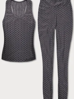 Tmavosivý športový top a legíny (YW88037-2)