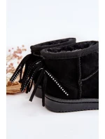 Dziecięce Ocieplane Botki Śniegowce Z Frędzlami Czarne Mikyla