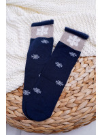 Dámske ponožky Teplé tmavomodré so snehovou vločkou