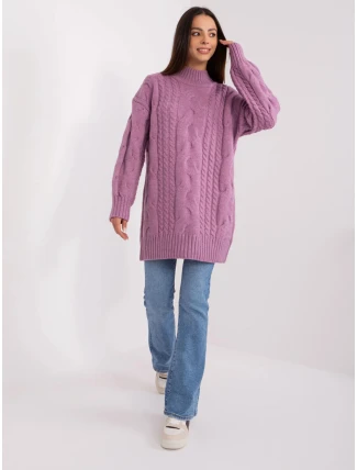 Dámske svetrové šaty AT SW 2367 1.35P Purple - FPrice Dámske svetrové šaty AT SW 2367 1.35P Purple - FPrice