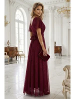 Dlhé lesklé šaty 635-5 MELANIA bordová - Numoco Dlhé lesklé šaty 635-5 MELANIA bordová - Numoco