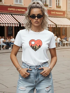 Dámske bavlnené tričko s potlačou, biele, FashionStreet NX8054RY