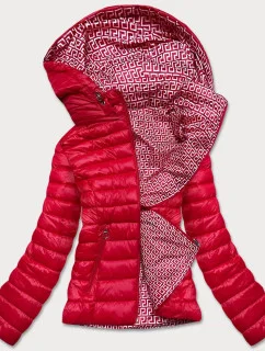 Červená obojstranná dámska prešívaná bunda (B9775-4)